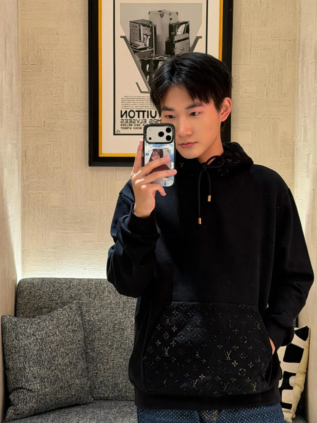 Louis Vuitton/Louis Vuitton presbyopic embossed hooded sweatshirt